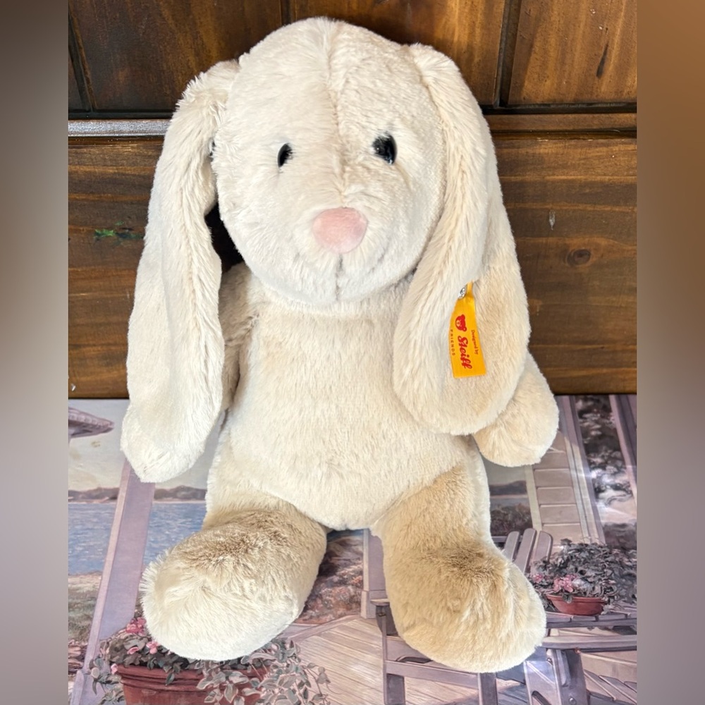 Stiff Cream Plush Bunny Toy
